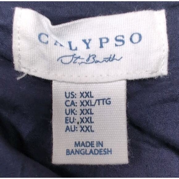 Calypso St. Barth Maxi Dress Womens Size XXL Navy Blue Flowy Linen Blend NEW NWT - Picture 7 of 16